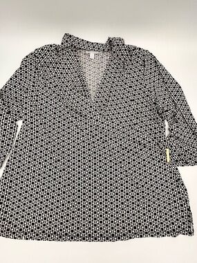 Charter Club woman Black & White Geometric Faux Wrap-Style Tunic plus size 1X